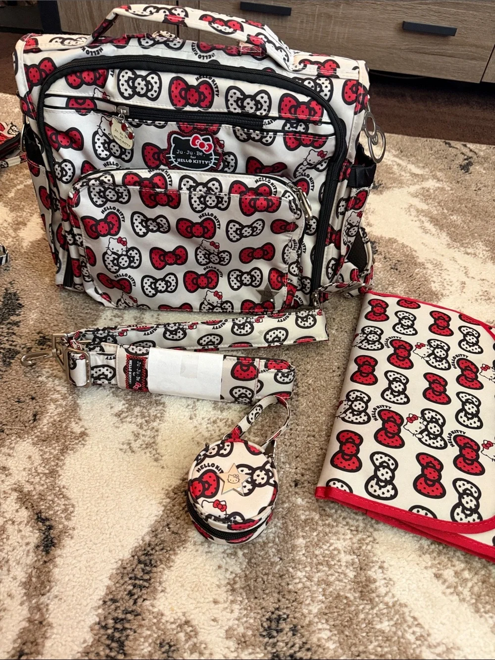 Ju-Ju-Be Hello Kitty Bow Print Bag - Red, Black & Cream
